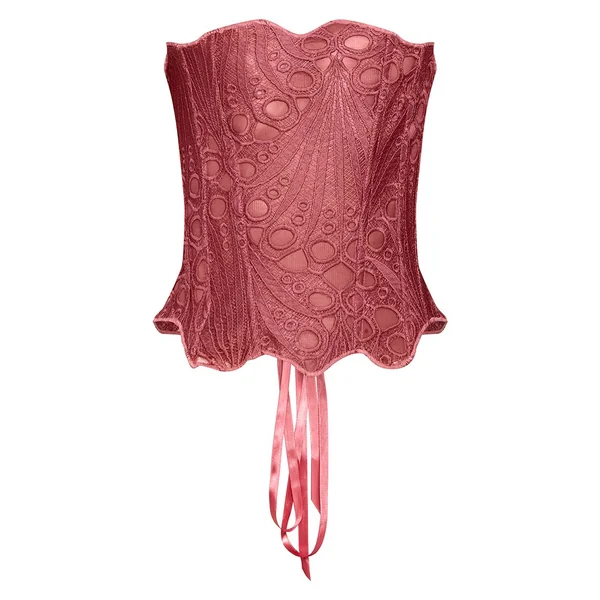 Rose Corset En Dentelle Florale Transparente Texturée