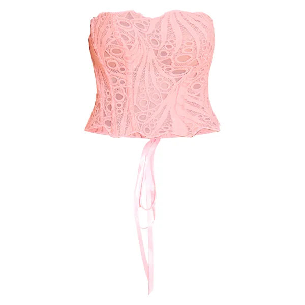 Rose Corset En Dentelle Florale Transparente Texturée Petite Taille