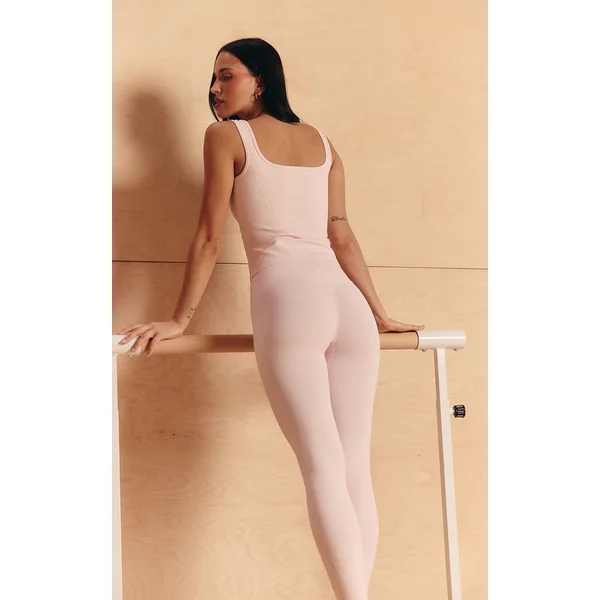 Rose Débardeur De Sport Plt Sans Couture Avec Détails De Coutures