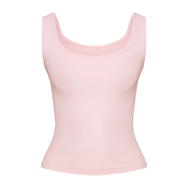 Rose Débardeur De Sport Plt Sans Couture Avec Détails De Coutures