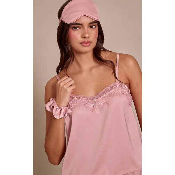 Rose Ensemble De Nuit En Satin Avec Sac Cadeau