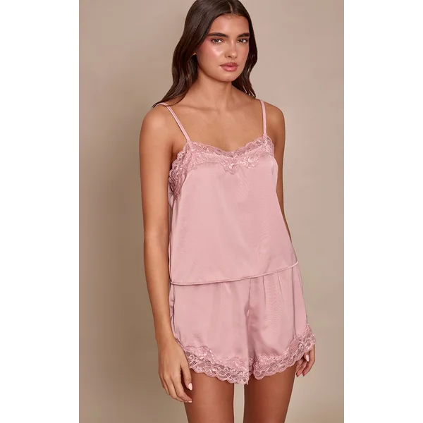 Rose Ensemble De Nuit En Satin Avec Sac Cadeau