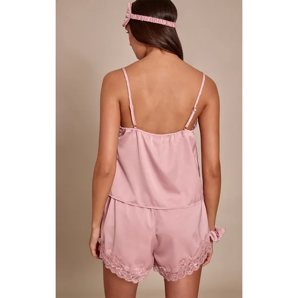 Rose Ensemble De Nuit En Satin Avec Sac Cadeau