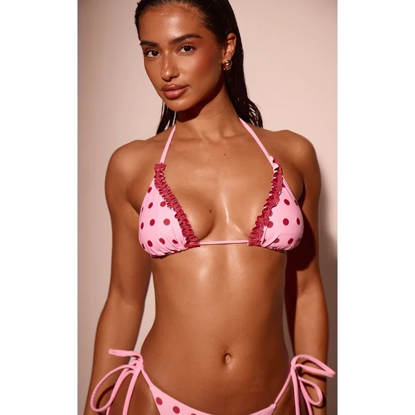 Rose Haut De Bikini Triangle À Pois
