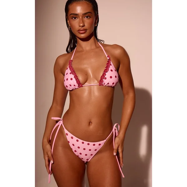 Rose Haut De Bikini Triangle À Pois