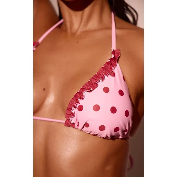 Rose Haut De Bikini Triangle À Pois