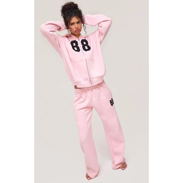 Rose Jogging Jambes Larges Imprimé 88