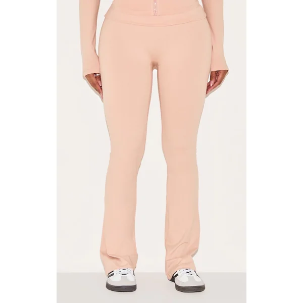 Rose Pâle Pantalon Évasé Taille Haute Repliable Sculptant Shape