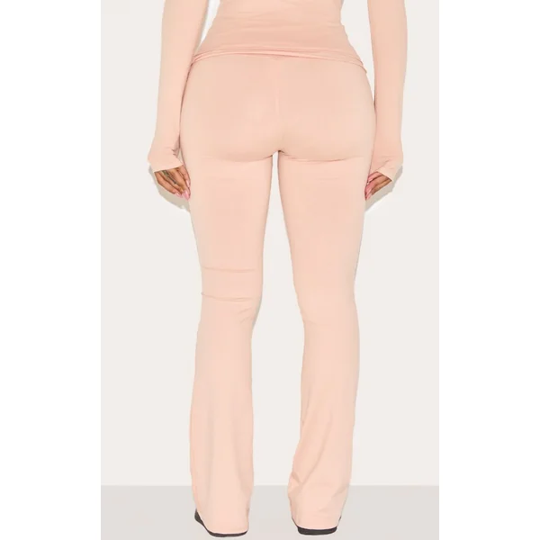 Rose Pâle Pantalon Évasé Taille Haute Repliable Sculptant Shape