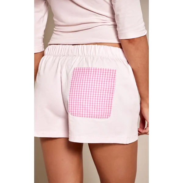 Rose Pâle Short En Jersey De Coton À Détail De Poche À Carreaux