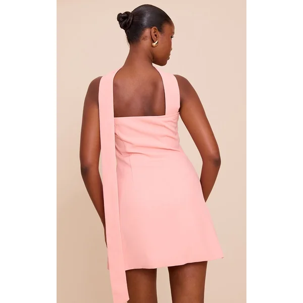 Rose Robe Droite Bandeau À Détail Foulard Tissé
