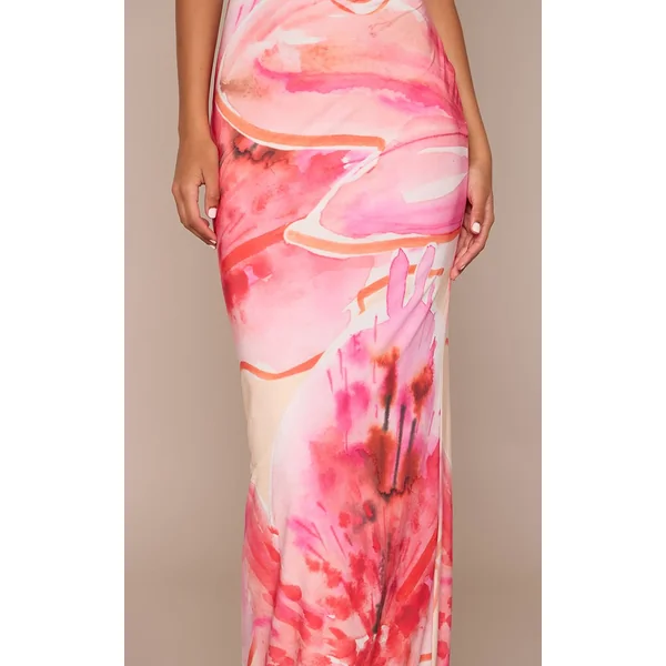 Rose Robe Maxi Bandeau À Imprimé Floral