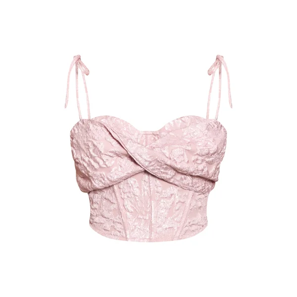Rose Tendre Haut Bandeau Petite À Imprimé Avec Détail Torsadé Devant