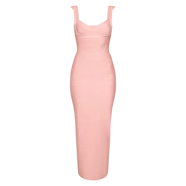 Rose Tendre Robe Maxi Bandage À Bretelles Et Col En V
