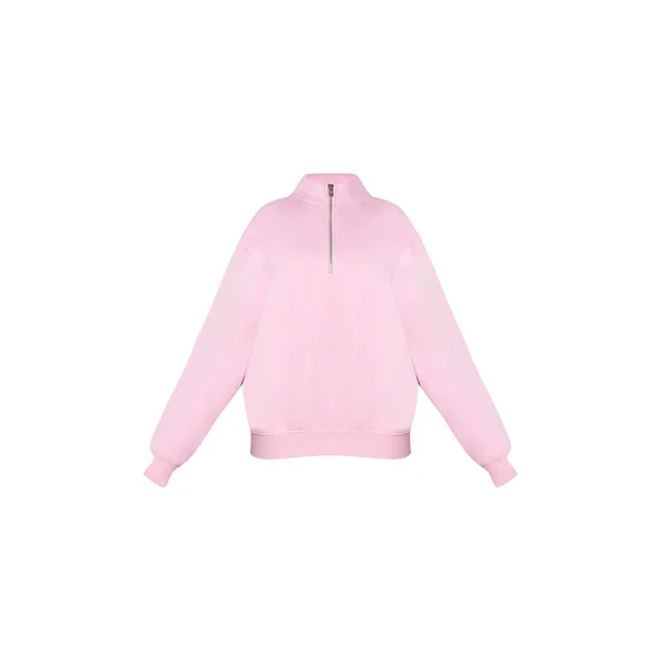Rose Tendre Sweat-shirt Petite À Col Cheminée Et Fermeture Éclair