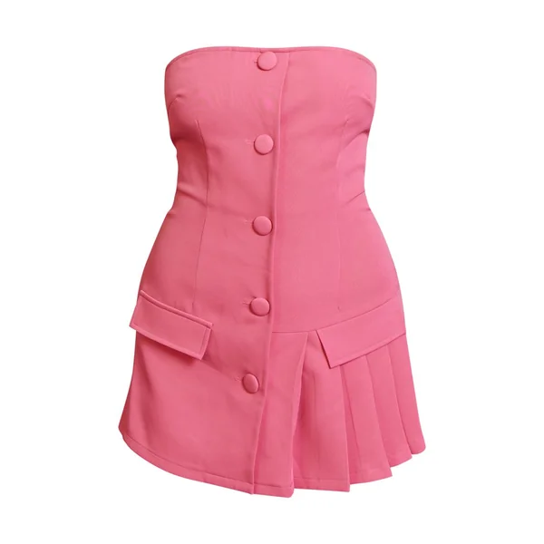 Rose Vif Combinaison-short Bandeau Ajustée À Détail Plissé