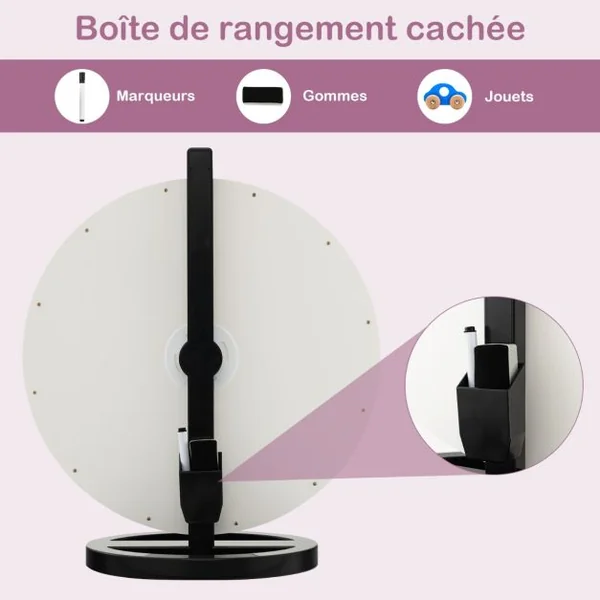 Roue de la Fortune 60cm sur Pied avec 12 Slots Jeu de Fortune avec Boîte de Rangement Marqueur Effaçable et Effaceur