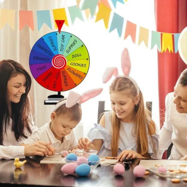 Roue de Prix de 40cm avec Trépied Pliable Réglable en Hauteur avec Plateau Marqueur Effaçable à Sec et Effaceur Roue à 12 Emplacements