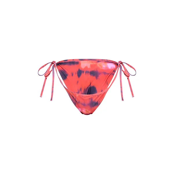 Rouge Bas De Bikini Tie-dye À Nouer Sur Les Côtés