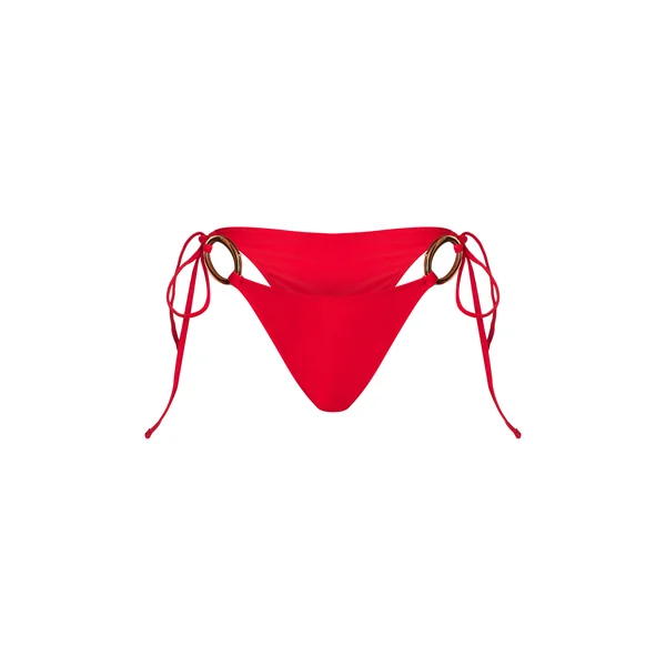Rouge Bas De Bikini À Nouer Sur Les Côtés Avec Anneaux
