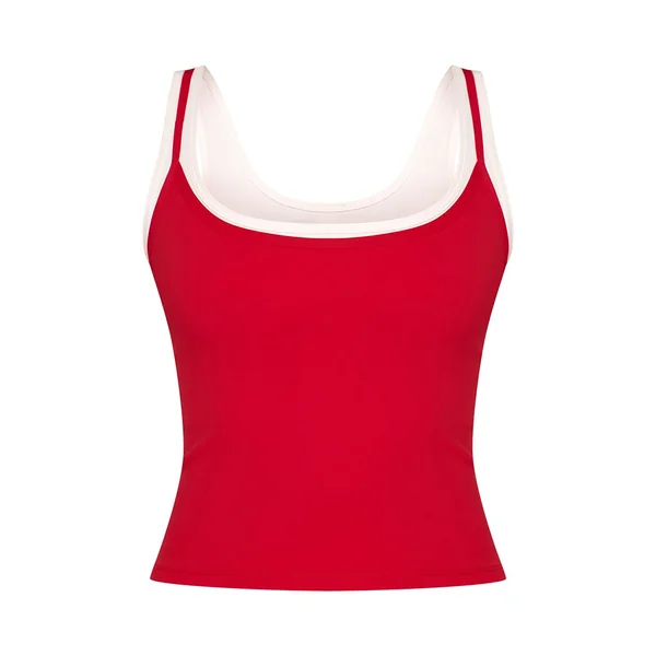 Rouge Débardeur De Sport Sculptant À Double Couche Contrastée