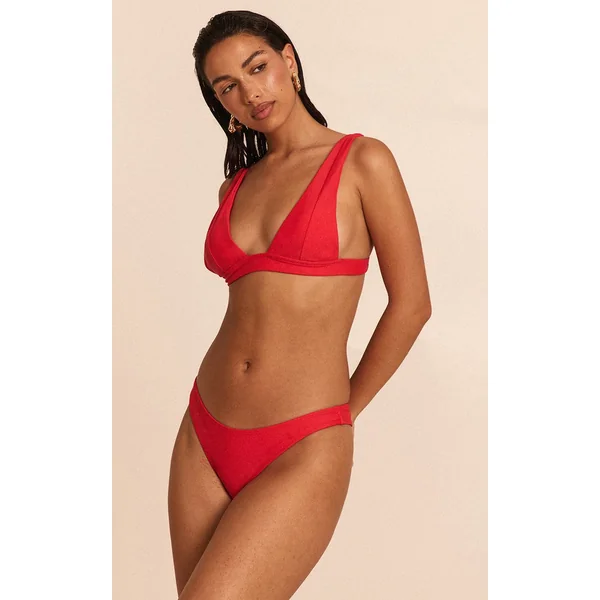 Rouge Haut De Bikini Triangle Plongeant Aqua Avec Détails De Coutures