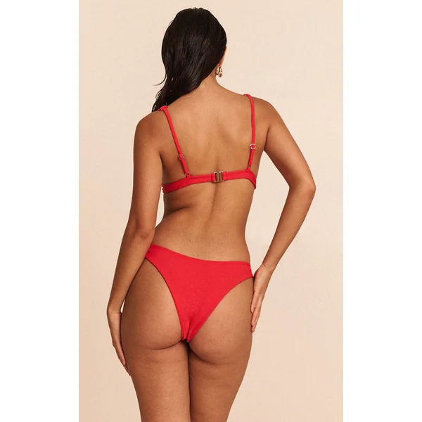 Rouge Haut De Bikini Triangle Plongeant Aqua Avec Détails De Coutures