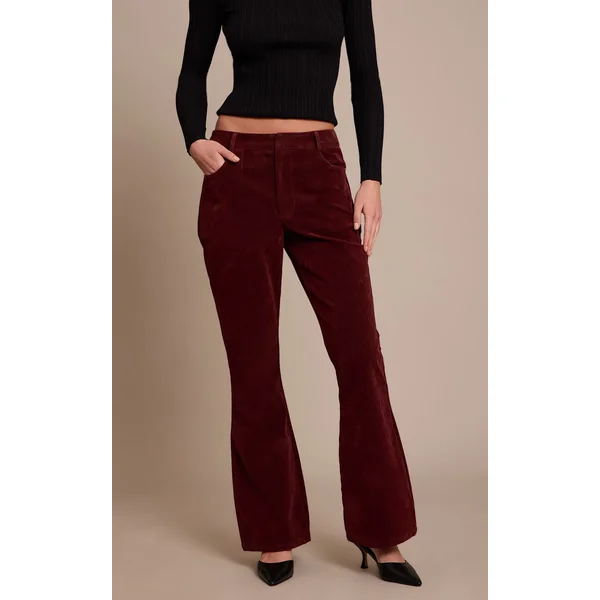 Rouge Vin Pantalon Évasé En Synthétique