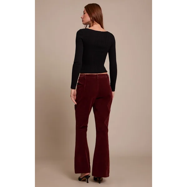 Rouge Vin Pantalon Évasé En Synthétique