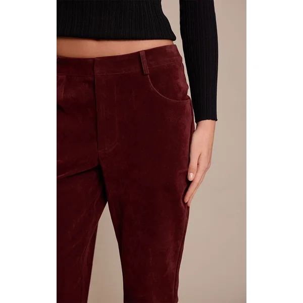 Rouge Vin Pantalon Évasé En Synthétique