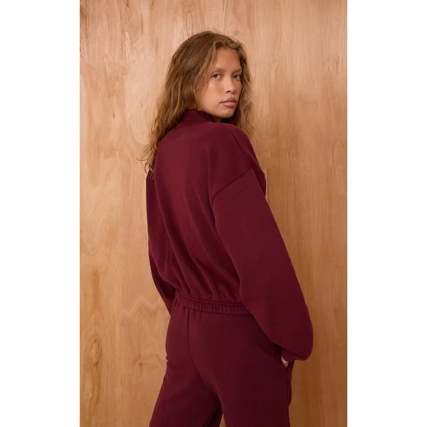Rouge Vin Veste Bomber Molletonnée