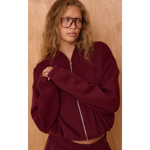 Rouge Vin Veste Bomber Molletonnée
