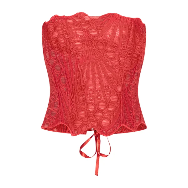 Rouille Corset En Dentelle Florale Transparente Texturée