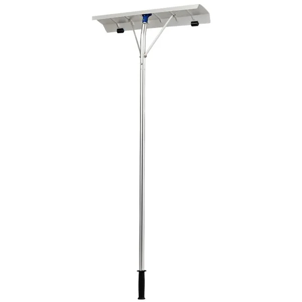 Râteau de Toit à Neige Extensible 160-610CM Déneigement de Toit en Aluminium avec Lame 66 cm 5 Sections Poignée Antidérapante et 2 Rouleaux