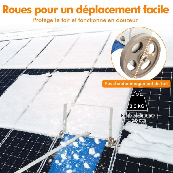 Râteau à Neige pour Toit avec 4 Tiges D'extension 151-611 CM Déneigement de Toit en Aluminium pour Maison Véhicule Garage