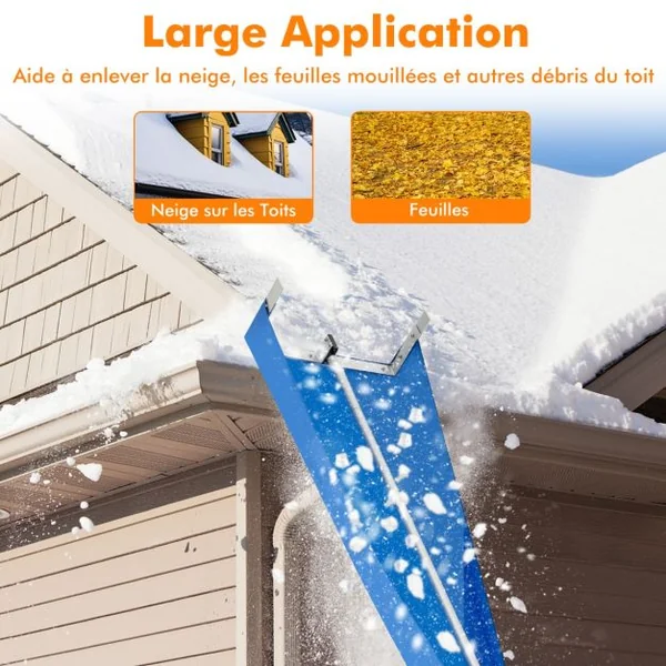 Râteau à Neige pour Toit avec 4 Tiges d'Extension 170-608 cm Déneigement de Toit en Aluminium pour Maison Véhicule