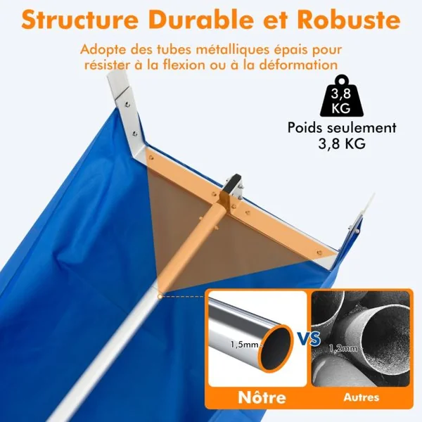 Râteau à Neige pour Toit avec 4 Tiges d'Extension 170-608 cm Déneigement de Toit en Aluminium pour Maison Véhicule