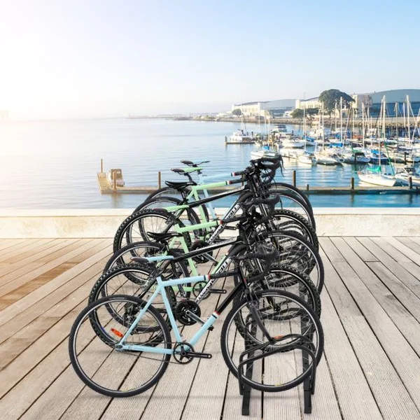 Râtelier pour 6 Vélo en Acier Revêtu Fixation au Sol ou au Mur pour Extérieur et Intérieur 180 x 32,5 x 26CM Argent