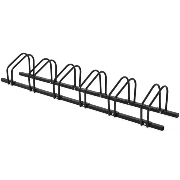 Râtelier pour 6 Vélo en Acier Revêtu Fixation au Sol ou au Mur pour Extérieur et Intérieur 180 x 32,5 x 26CM Argent