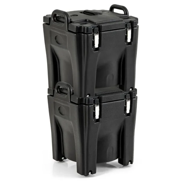 Récipient à Soupe isolé Chauffe-plats Empilable de 30 L Conteneur Isotherme Portable en Acier Inoxydable avec 4 Roues et 2 Freins Noir