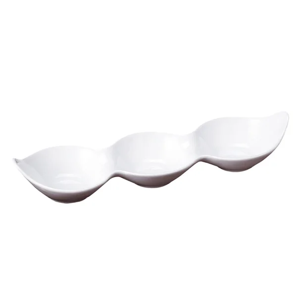 RÉCIPIENTS ALLONGÉS 3 COMP. 29,5x8,3x4,2 CM BLANC PORCELAINE (12 UNITÉ) - Garcia de Pou