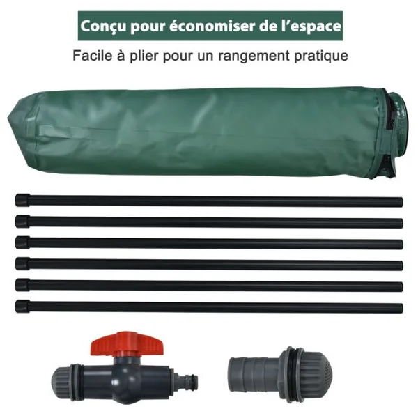 Réservoir Pliable 200L avec Le Récipient de Stockage d'Eau de Filtre de Robinet 60x70CM Idéal pour l'Arrosage des Plantes Vert