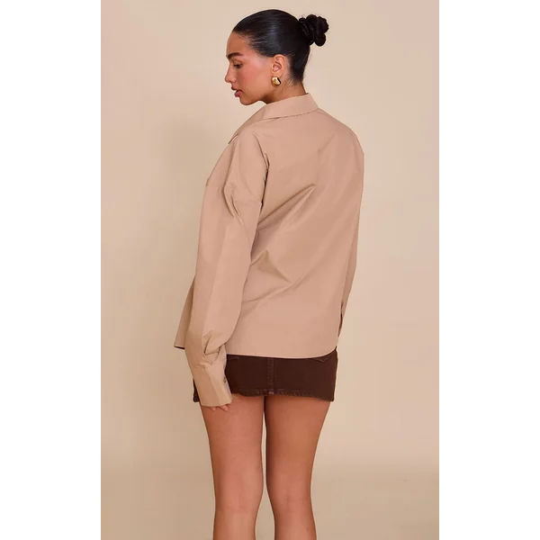 Sable Chemise Drapée Asymétrique