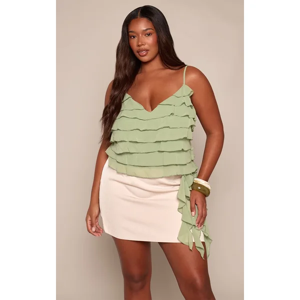 Sable Jupe Mini Trapèze Tissée Grande Taille