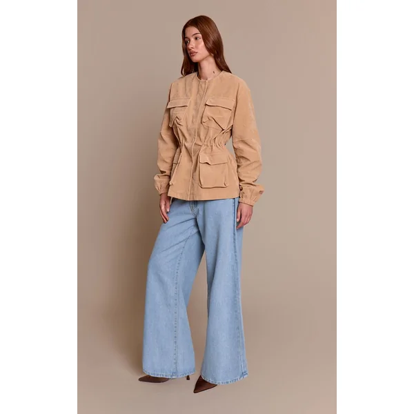 Sable Veste Structurée En Synthétique Avec Poches Détaillées Et Taille Ajustable
