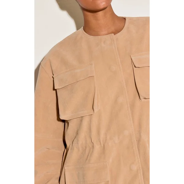 Sable Veste Structurée En Synthétique Avec Poches Détaillées Et Taille Ajustable