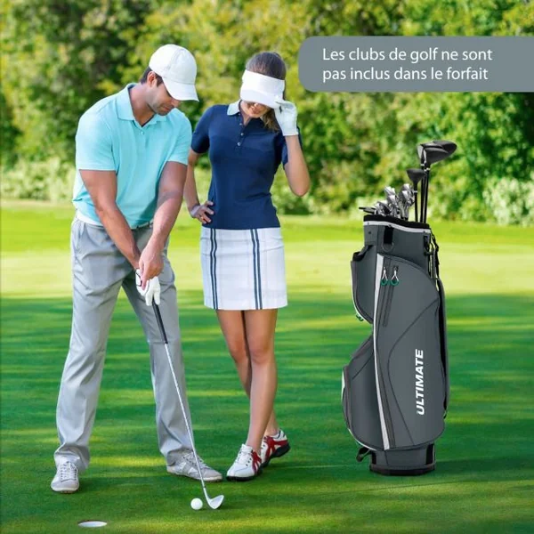 Sac de Chariot de Golf avec 14 Compartiments Séparés Sac de Club de Golf avec Capuche Anti-Pluie/Housse Anti-Poussière