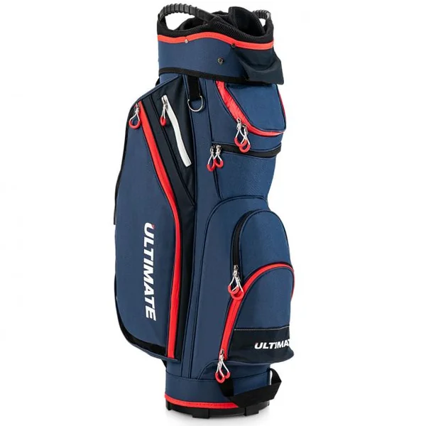 Sac de Club de Golf avec 14 Compartiments Séparés 8 Poches Capuche Anti-Pluie Bandoulière Sac Isotherme Léger en Nylon Marine