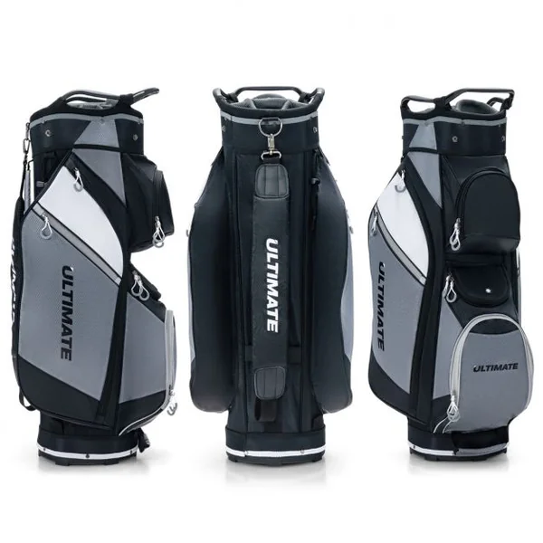 Sac de Club de Golf Portable avec 14 Compartiments Séparés 7 Poches Capuche Anti-pluie Double Sangle Sac Isotherme Nylon