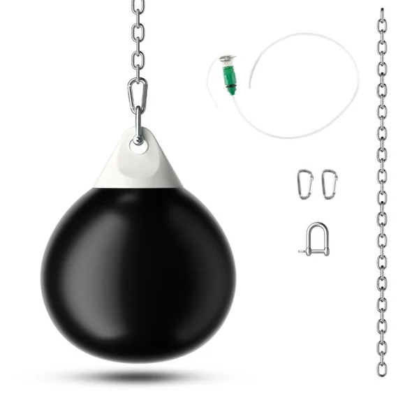 Sac de Frappe à Eau 55x71cm avec Chaîne Réglable Charge 80L Entraînement Professionnel et Débutant avec Tube de Remplissage d'Eau